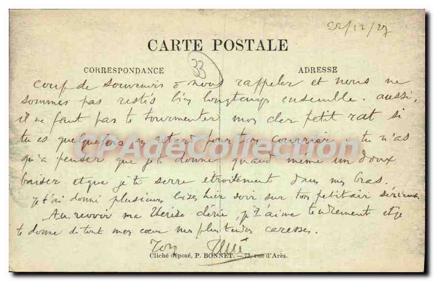 CPA Bordeaux En Avopm Quinconces Allees — Verso