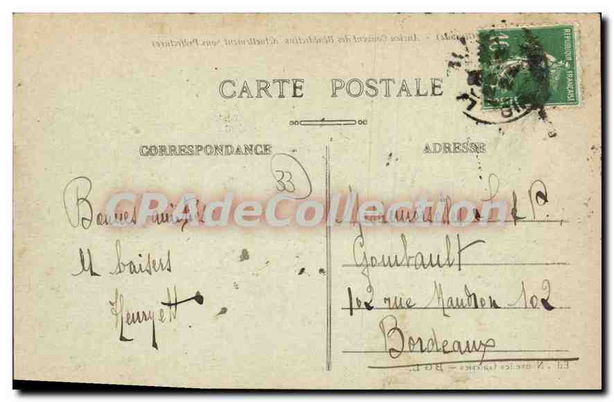 La Réole (Gironde) — Ancien Couvent des Bénédictins (actuellement Sous Préfecture) — Éditeur non identifié, n° 357 — Rückseite