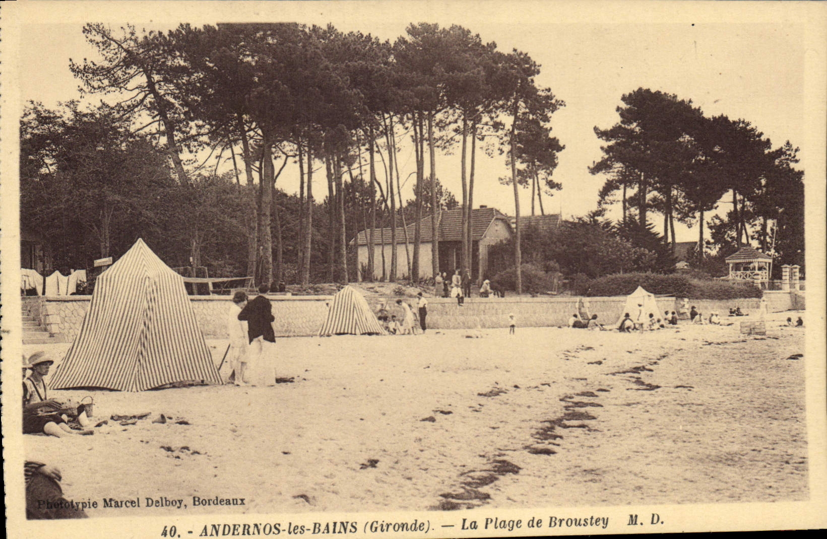 La Plage de Broustey — ANDERNOS-les-BAINS (Gironde) — Phototypie Marcel Delboy, Bordeaux, n°40