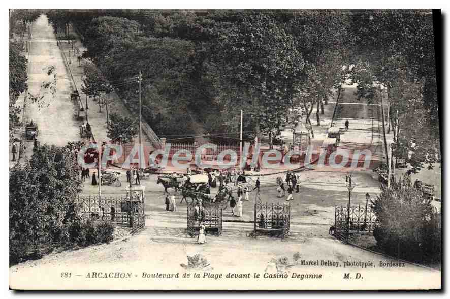 Arcachon - Boulevard de la Plage vor dem Casino Deganne — Marcel Delhoy, Phototypie, Bordeaux, n° 281