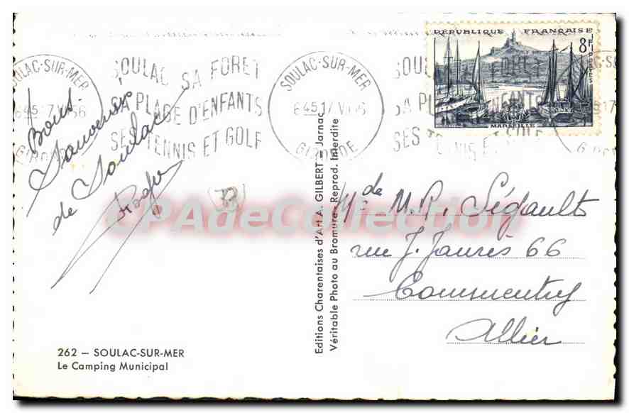 Municipal Campsite — Soulaç-sur-Mer — Éditions Charentaises d'A.A. Gilbert — Rückseite