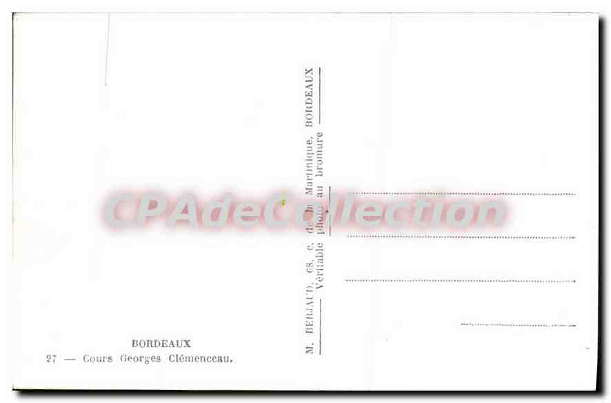 CPA Bordeaux Cours Georges Clemenecau — Verso