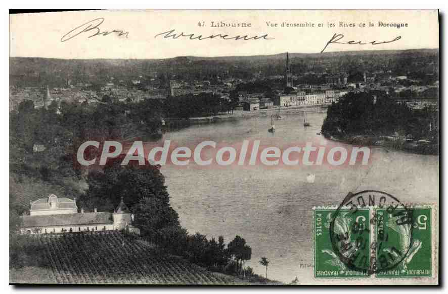 CPA Libourne Vue D'Ensemble Et Les Rives De Le Dordogne