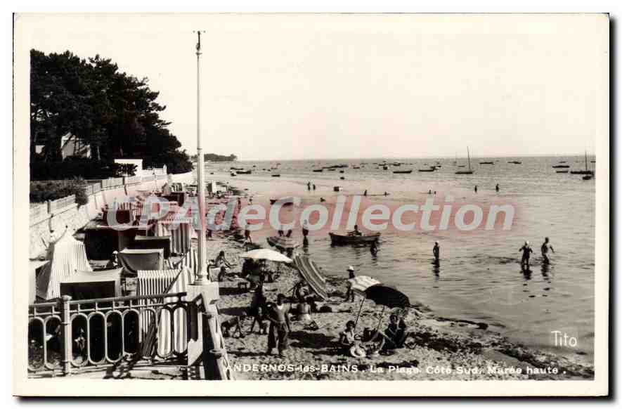 ANDERNOS-les-BAINS — Die Strandpromenade, Südküste, Ebbe — Tito
