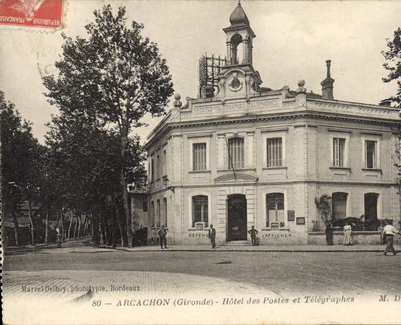 Arcachon (Gironde) — Postamt und Telegraphenbau — Marcel Delbouy, Phototypie, Bordeaux, n°80