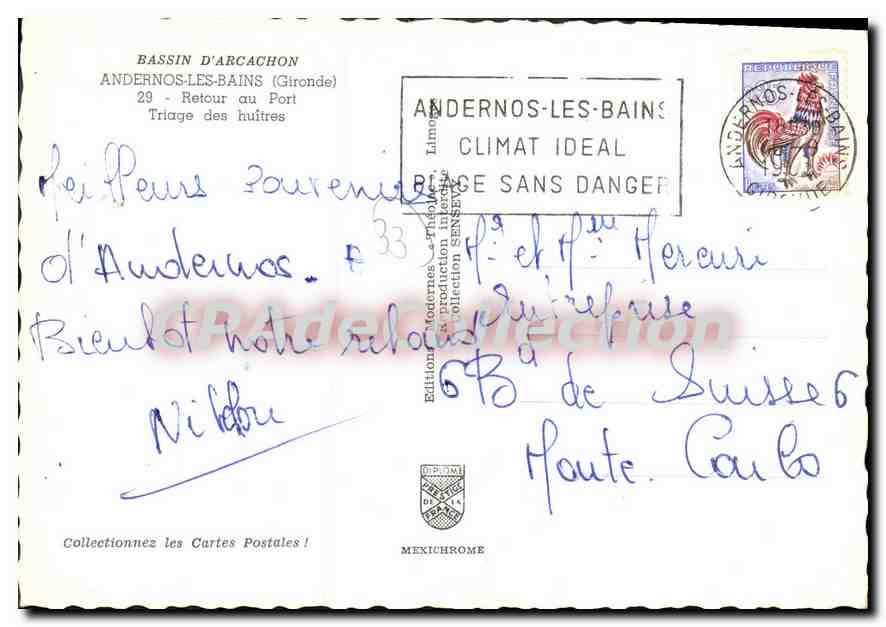 Andernos-les-Bains — Hafen und Fischer — Moderne Ausgabe, n°33 — Rückseite
