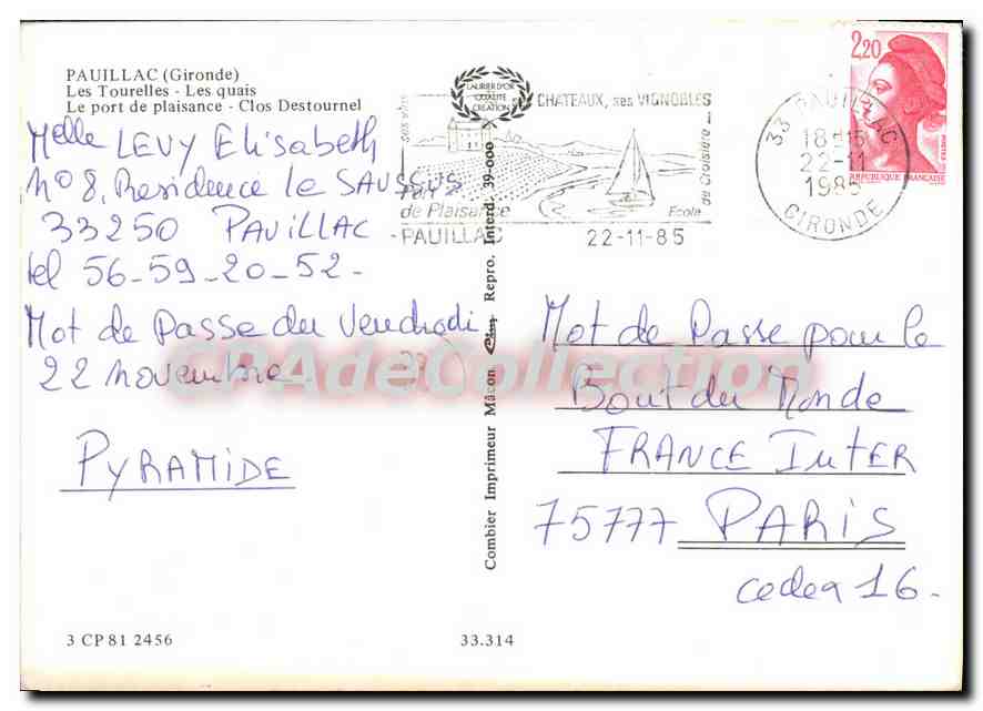 CPSM Pauillac Les Tourelles Les Quais Le Port De — Back