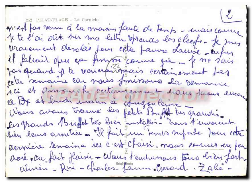 Pilat-Plage - La Corniche — Panoramablick — CPAdeCollection — Rückseite