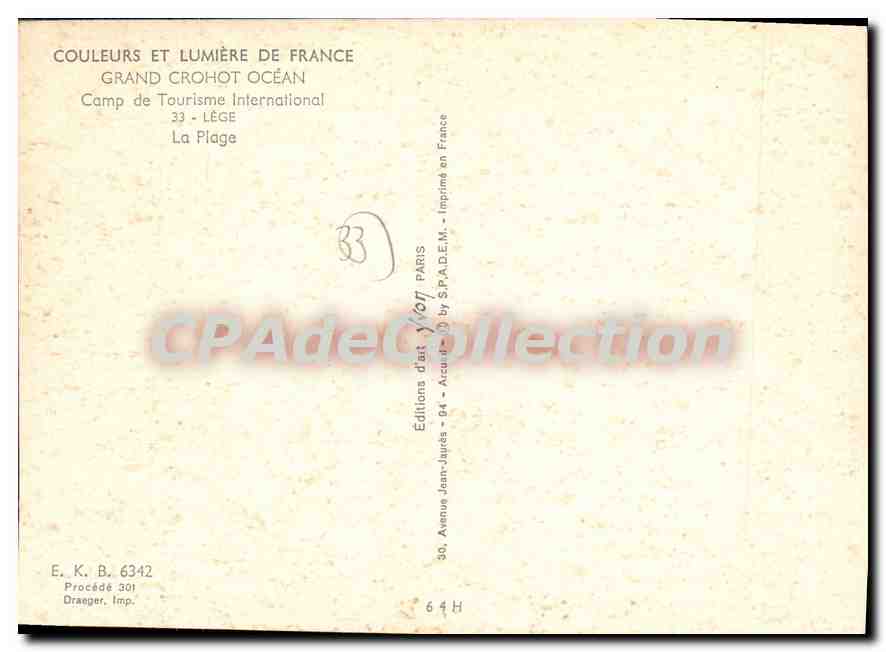 Grand Crohot International — Tourismuslager — Der Strand — Éditions Jean-Jaurès — Rückseite