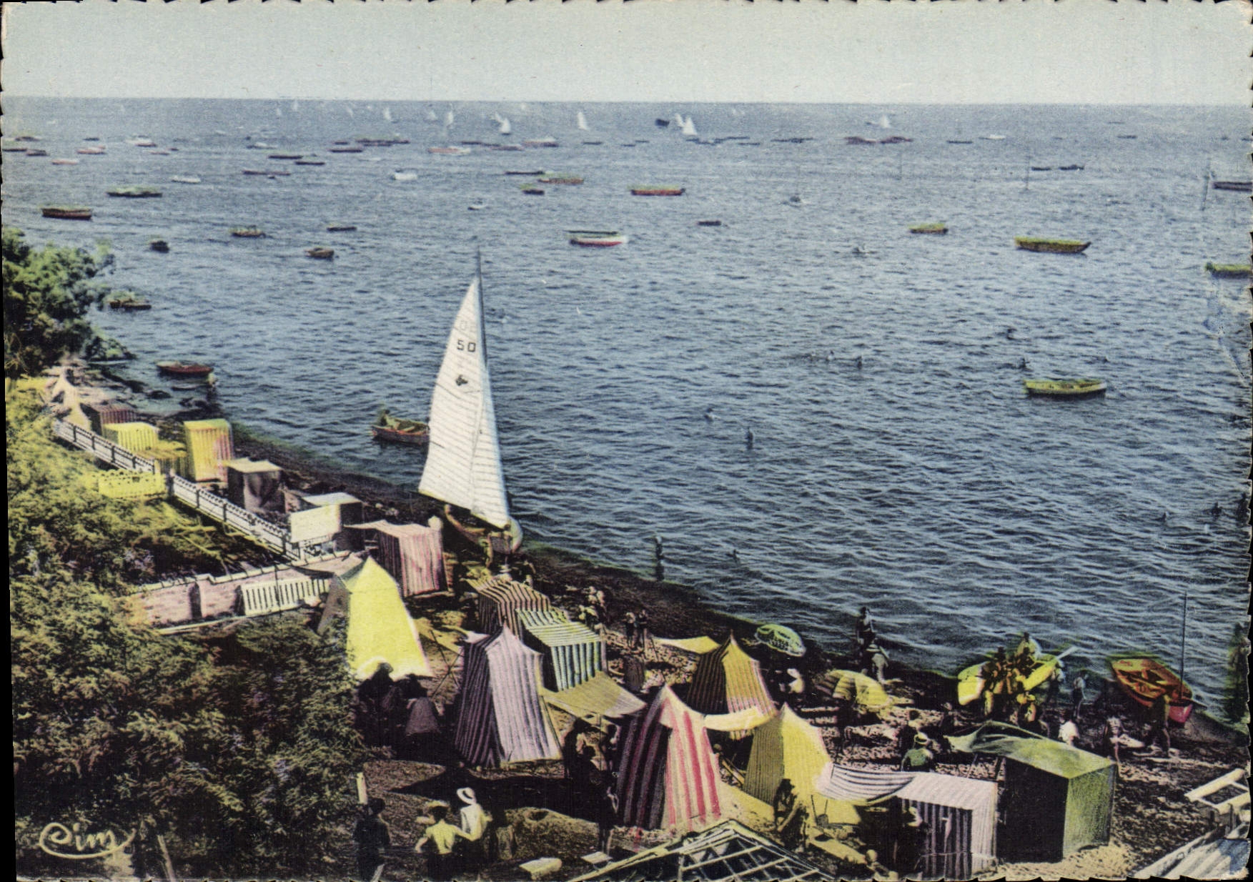 Andernos-les-Bains (Gironde) — Ansicht des Bassins und der Strandfläche östlich der Passereille — Copièrre-Impr. Macon