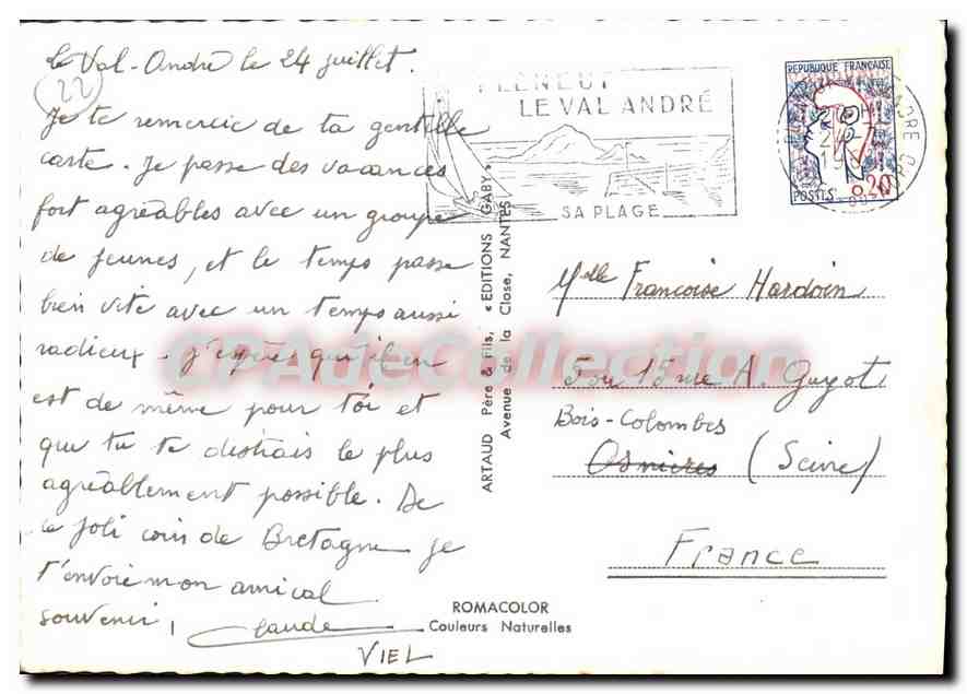 CPSM Souvenir Du Val André Lingouare Châteu Tanguy — Rückseite