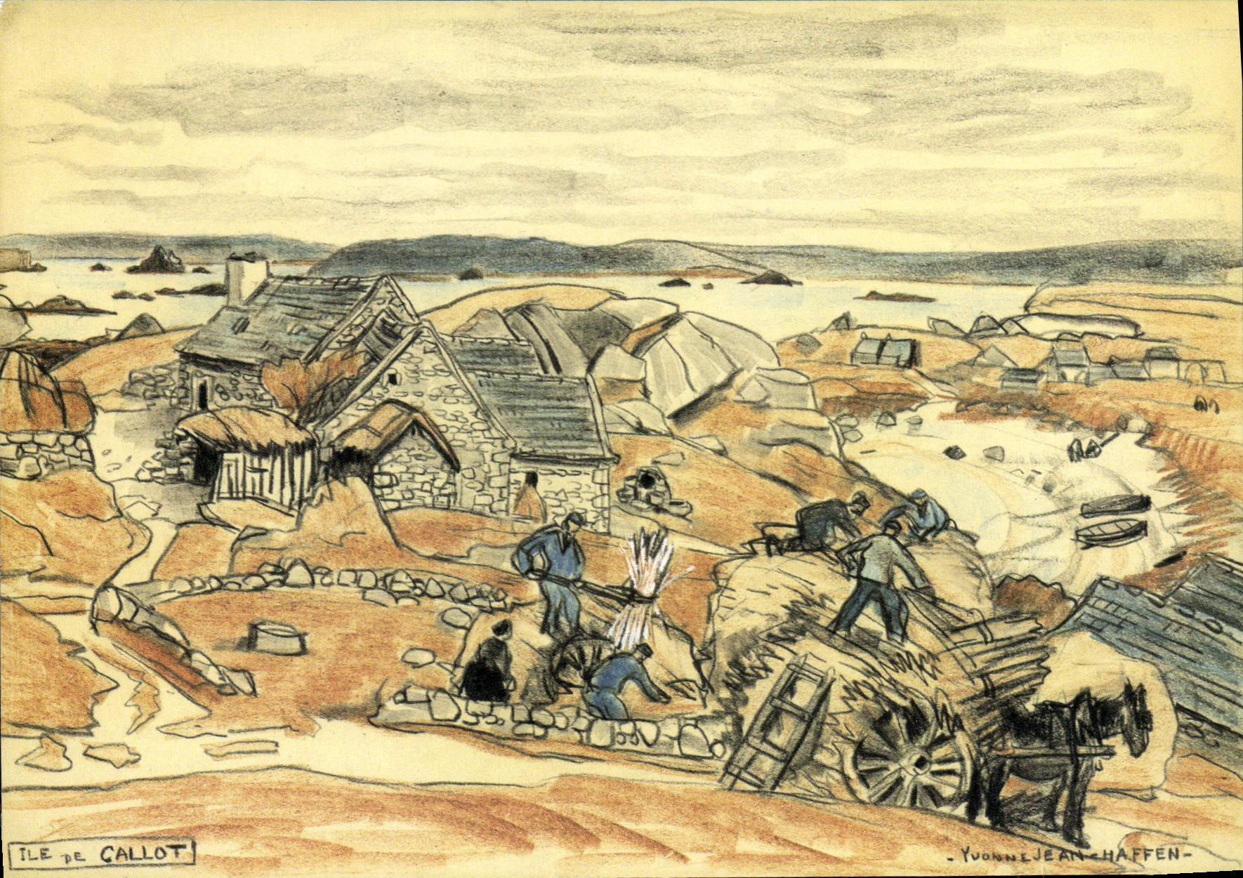Île de Callot — Moisson au bord de la mer — Yvonne Jean-Haffen