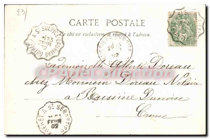 Portail de l'ancienne abbaye du Moutier-d'Ahun (Creuse) — A. de Nussac, édit. Guéréat — Rückseite