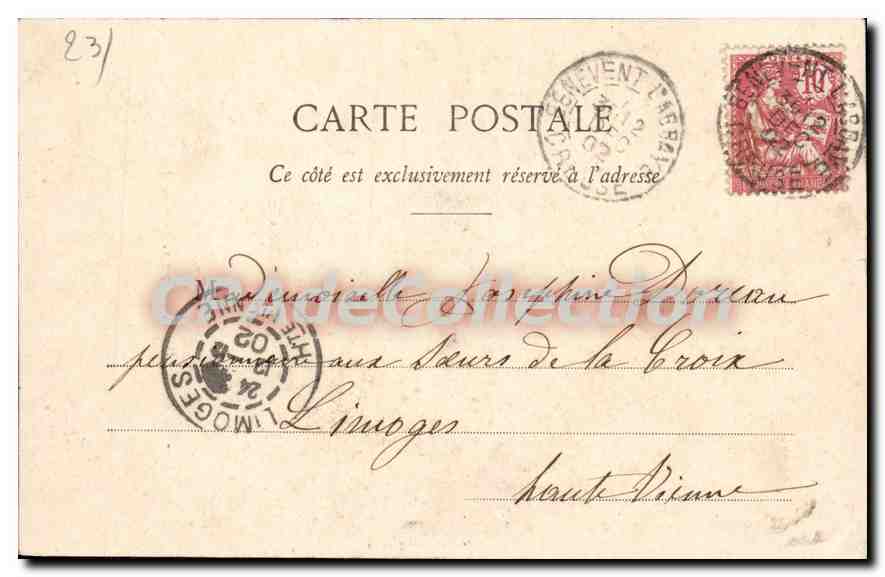 Donjon de la Dauge, Ladapeyre bei Guéret — A. de Nussac, Verlag Guéret, Nr. 36 — Rückseite