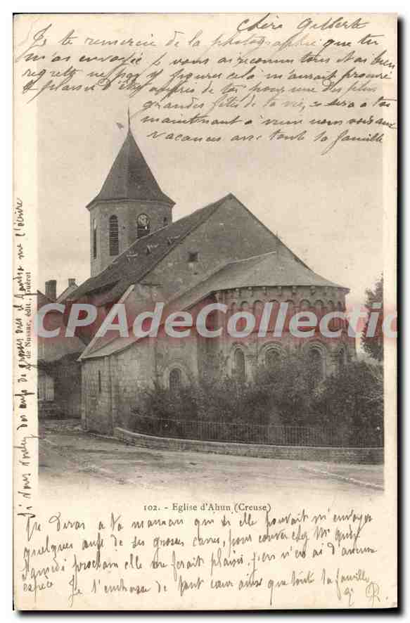 Église d'Ahun (Creuse) — vue de l'édifice avec son clocher — éditeur : G. Nastet, n° 102