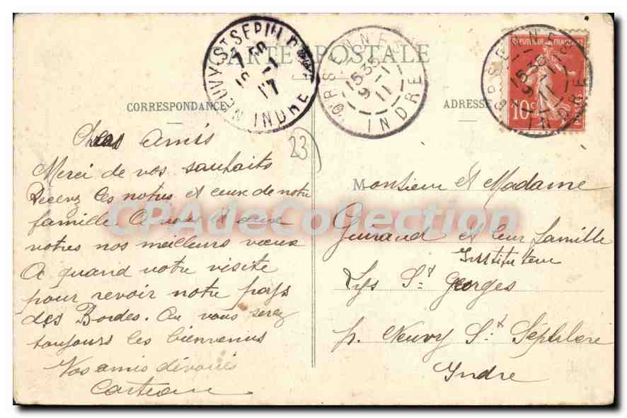 Fresselines (Creuse) — Le vieux Pont sur la petite Creuse — H. M. n° 645 — Verso