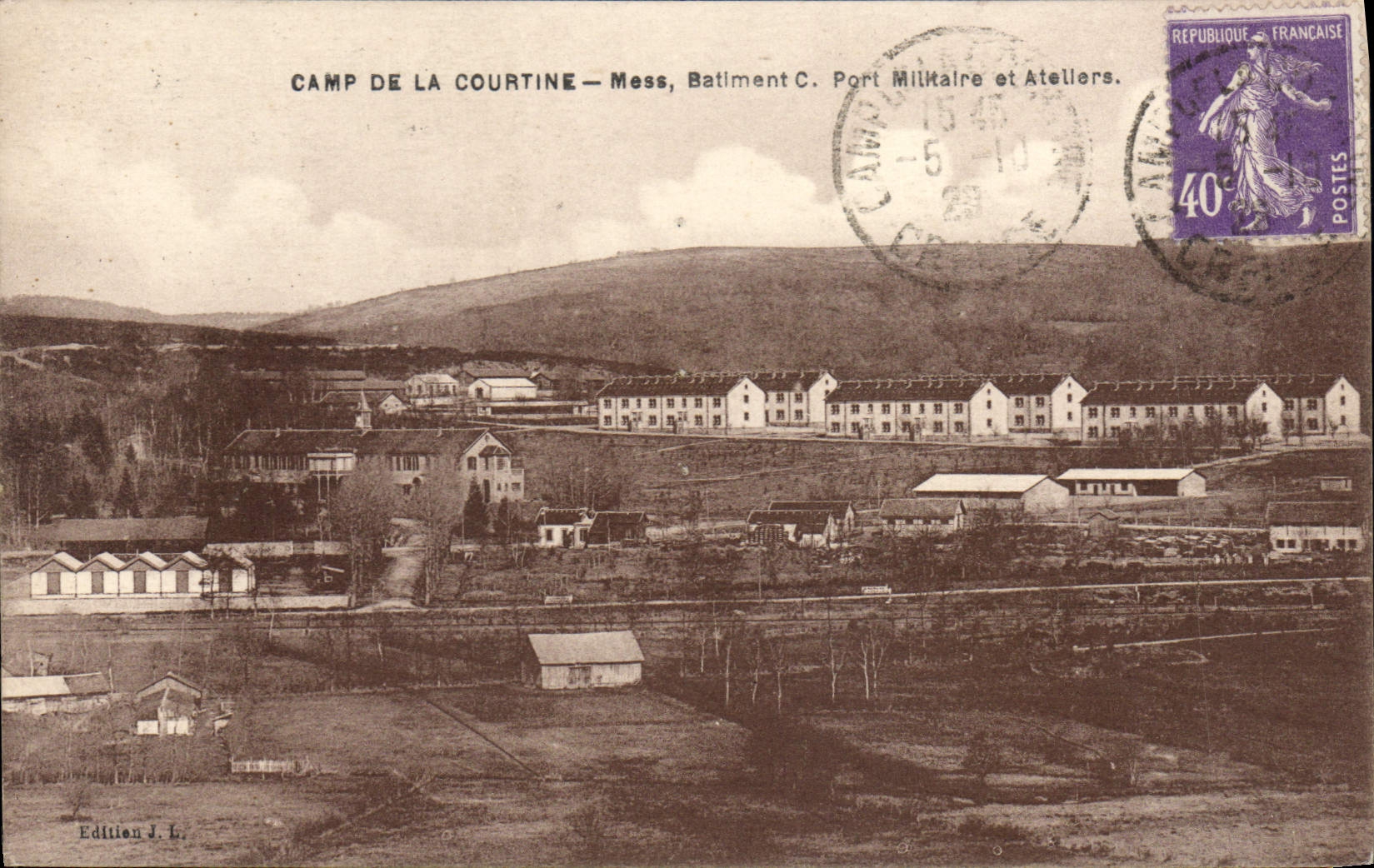Camp de La Courtine — Mess, Bâtiment C. Port Militaire et Ateliers — Édition J. L.