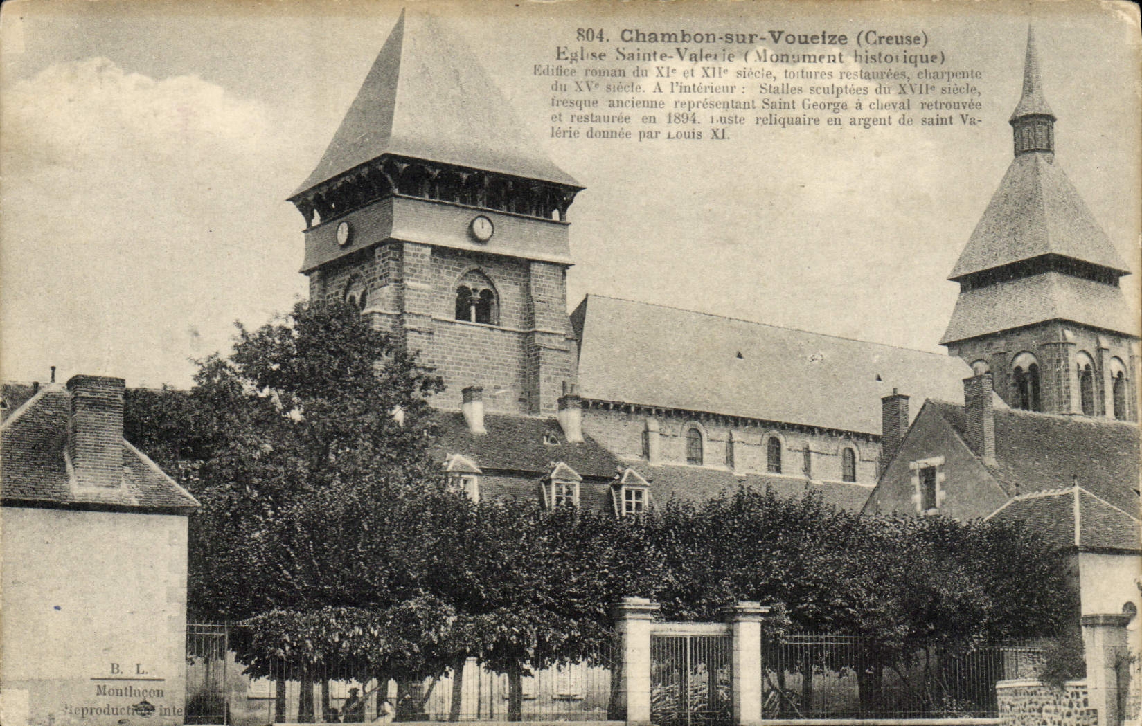 Chambon-sur-Voueize (Creuse) — Kirche Sainte-Valérie (Historisches Denkmal) — Montluçon, Nr. 804
