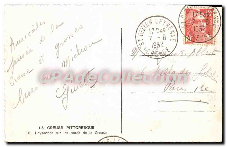 Paysannes sur les bords de la Creuse — La Creuse pittoresque — Éditeur : Enéka, n°10 — Verso