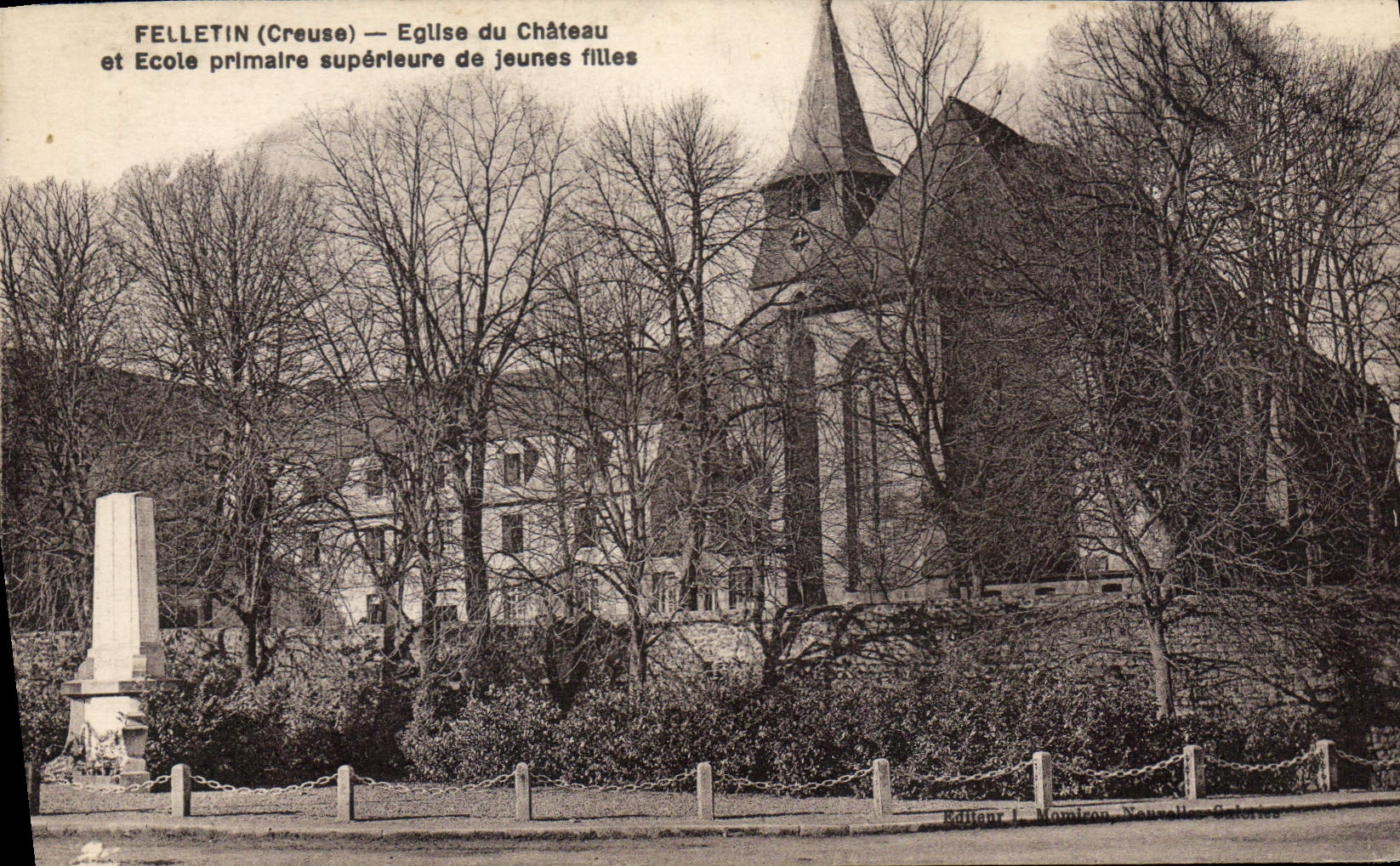 Felletin (Creuse) — Église du Château et École primaire supérieure de jeunes filles