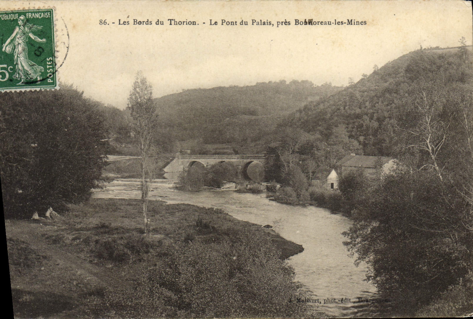Les Bords du Thorion - Le Pont du Palais, près Bois-Horeau-les-Mines — Molkvert, phot.-édit. Bourgoin