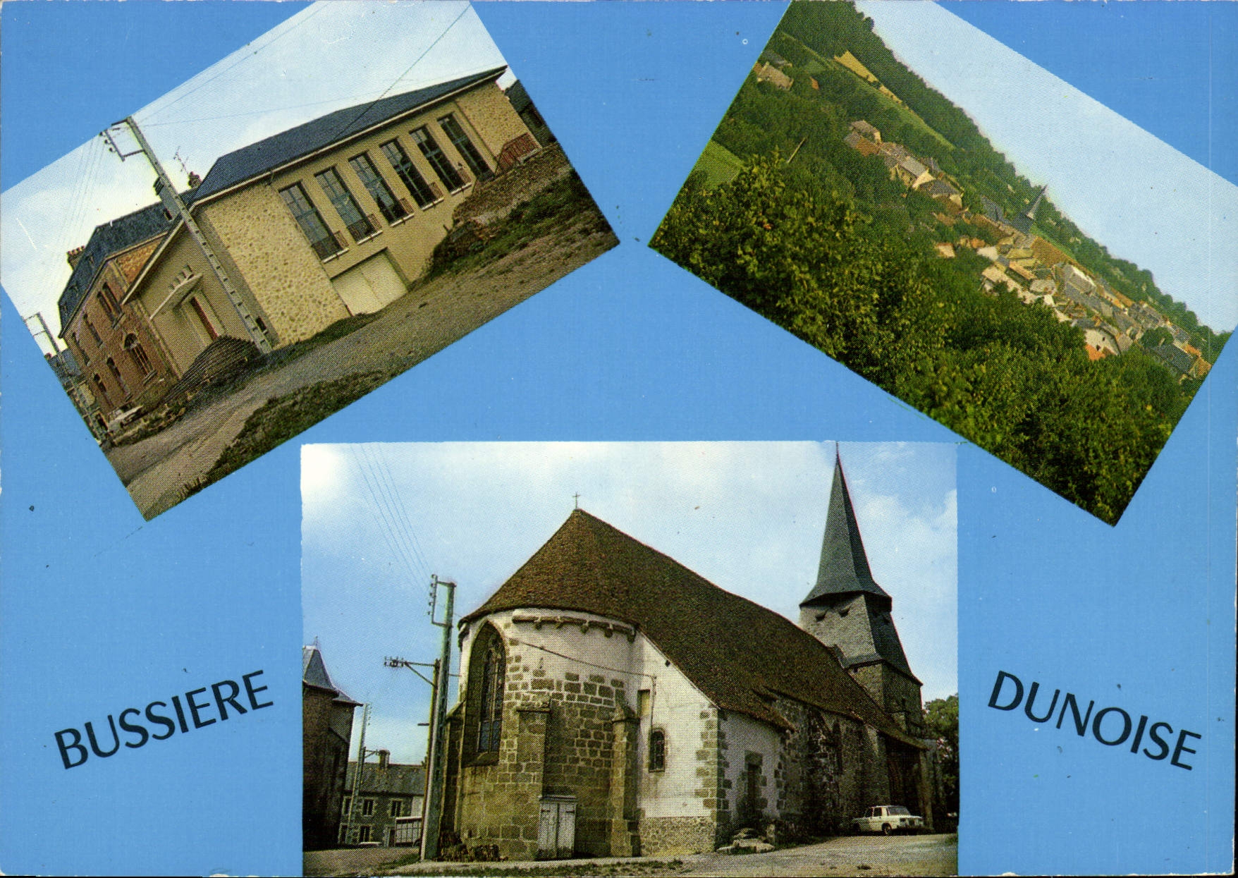 Bussière-Dunoise — Vue générale de la salle des Fêtes et de l'église — Éditions Théodic