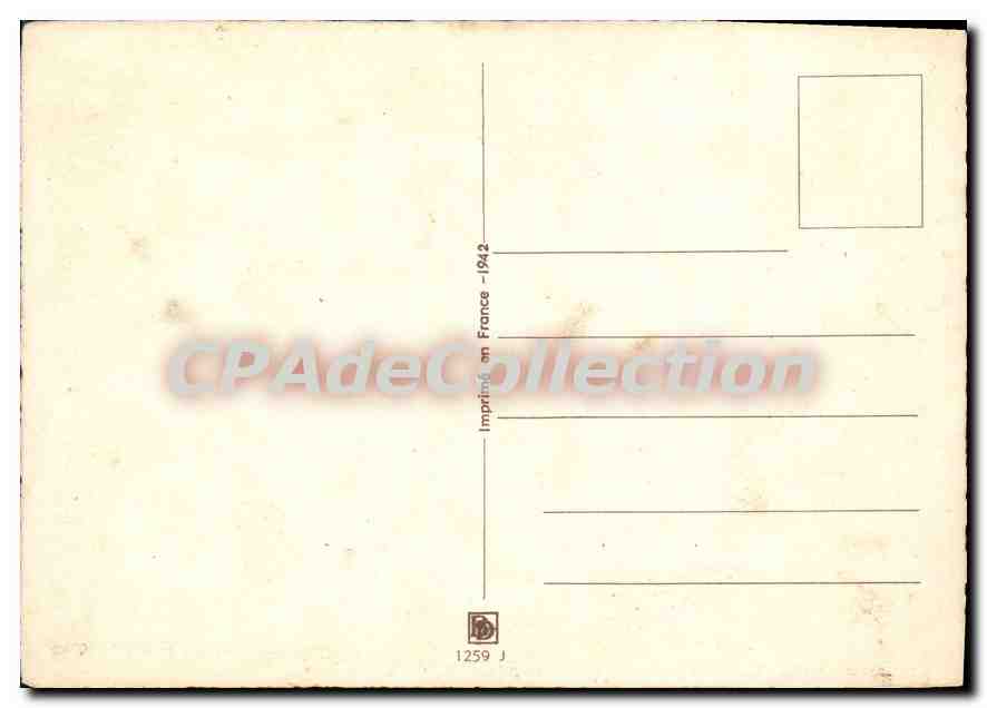 Carte postale illustrée — Carte de la région Berry-Marche-Limousin — Imprimée en France - 1942 — Reverso