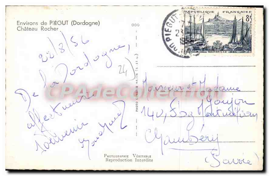 CPA Piegut Chateau Rocher — Verso