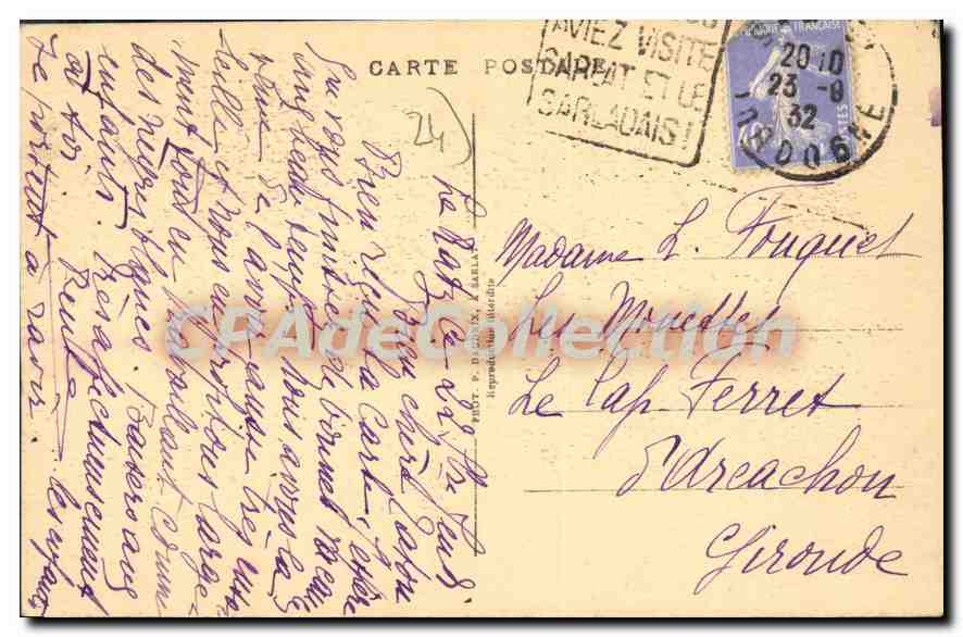 Sarlat - Rue du Siège — malerische Ansicht unter einem Steinarco, Verlag P.D.S. — Rückseite