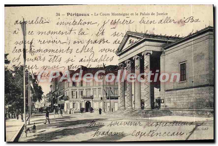 CPA Perigueux Le Cours Montaigne Et Le Palais De Justice