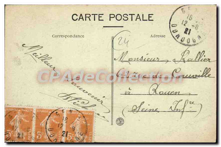 L'Auvézère à Roche-Pécou, près Génis — Vue du Sud — La Dordogne Illustrée, n°18 — Verso