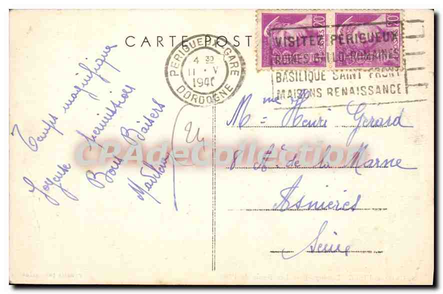 CPA Neuvic Sur I'Isle Les Bords De I'Isle — Rückseite