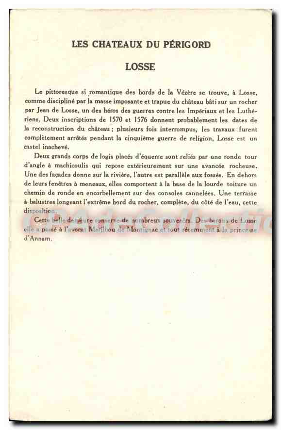 CPA Les Chateaux Du Perigord Losse — Rückseite