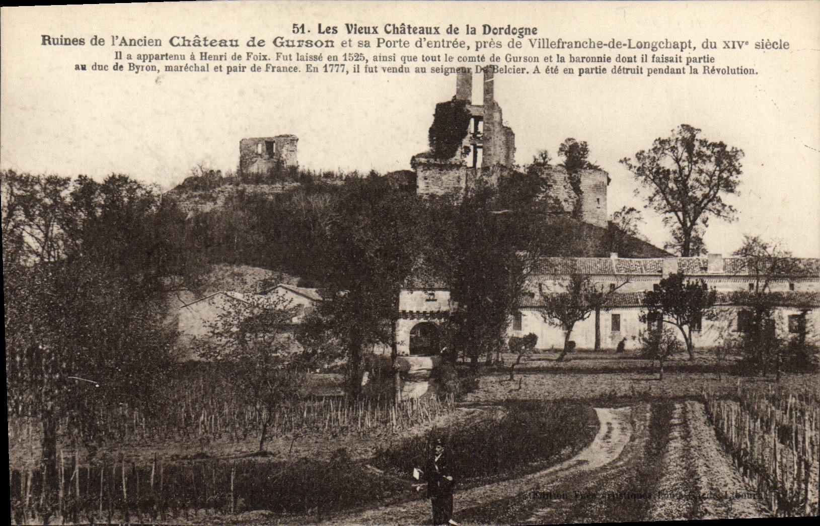 Ruinen des alten Schlosses Gurson — nahe Villefranche-de-Longchapt, Dordogne — Éditions Léon Léonard