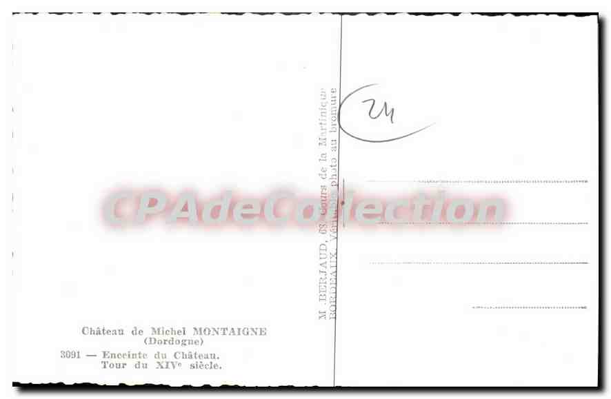 CPA Chateau De Michel Montaigne — Verso