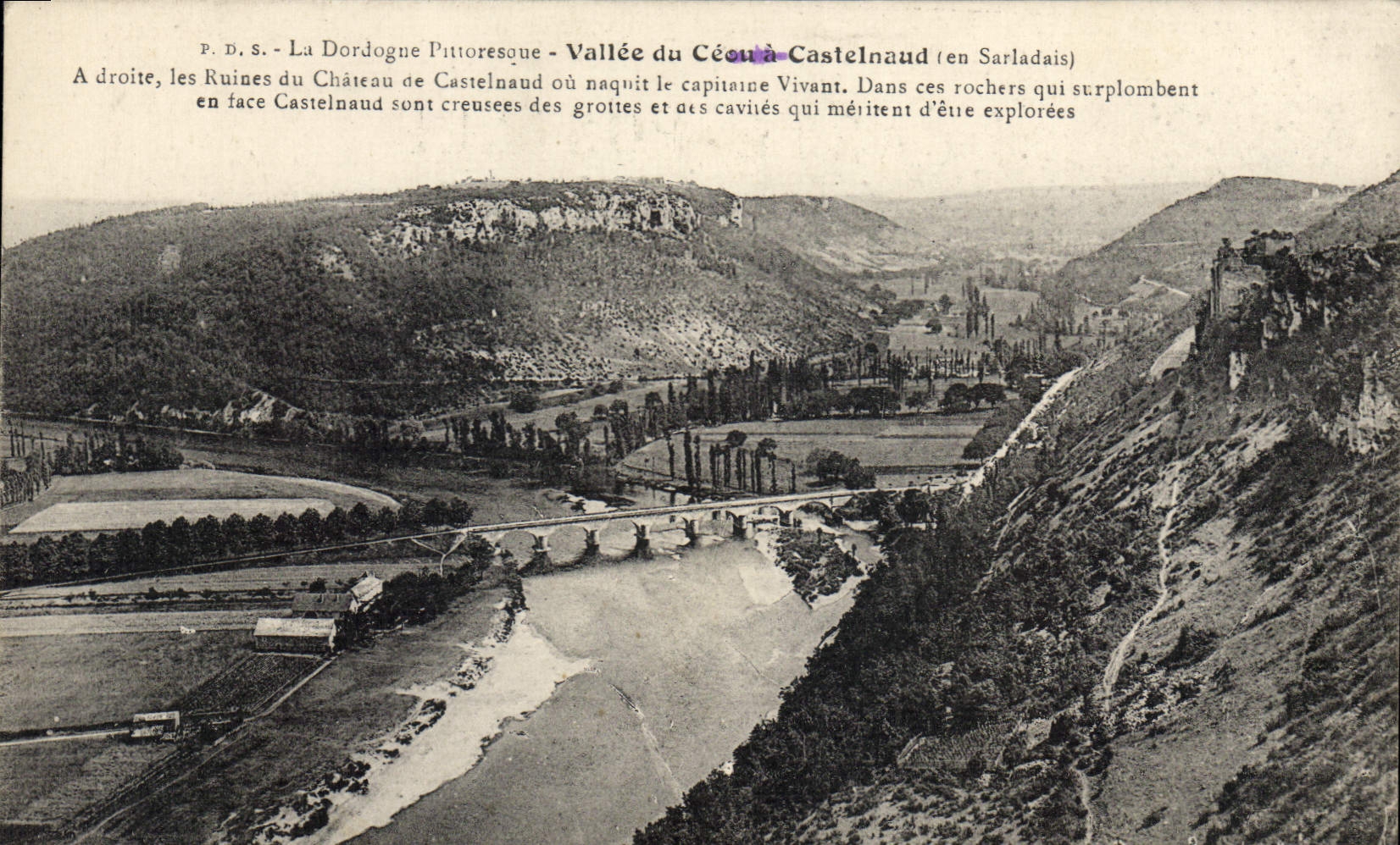 Vallée du Céou à Castelnau - Ruines du château de Castelnau et grottes