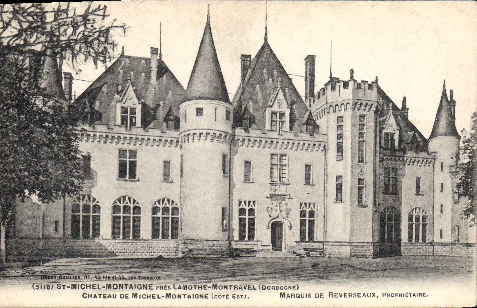 Schloss Michel-Montaigne — nahe Lamothe-Montravel, Dordogne — Verlag Henay Guillier, n° 5118