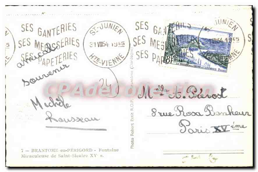 CPA Brantome En Perigord Fontaine Miraculeuse De Saint Sienire — Rückseite