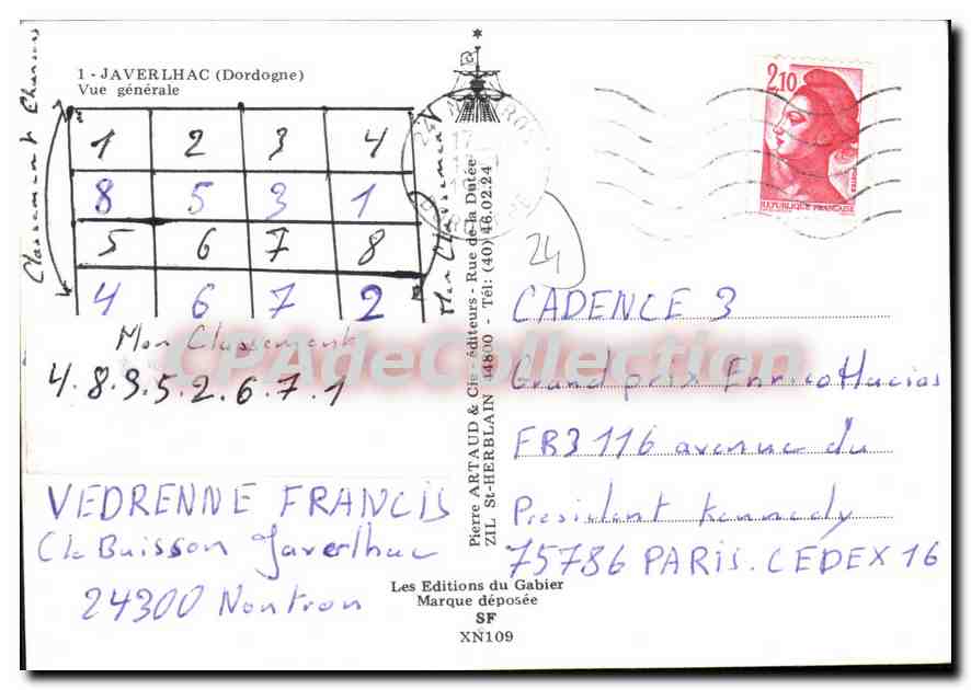 CPSM Javerlhac Vue Generlae — Rückseite