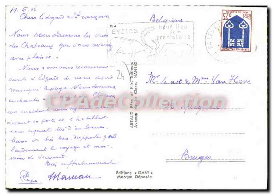 Vallée de la Dordogne — Châteaux et sites — Éditeur ArtAUD Père et Fils, Nantes — Verso