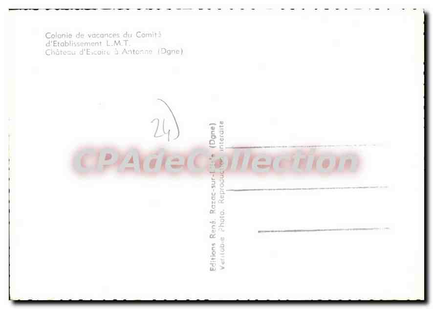 CPSM Colonie De Vacances Du Comite D'Etablissement — Rückseite