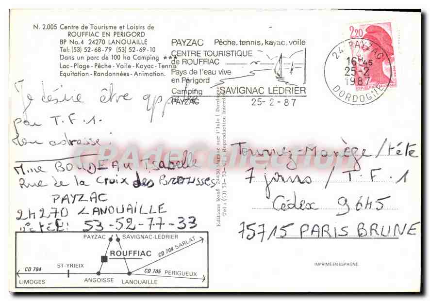 CPSM Rouffiac En Perigord Lanouaille — Verso