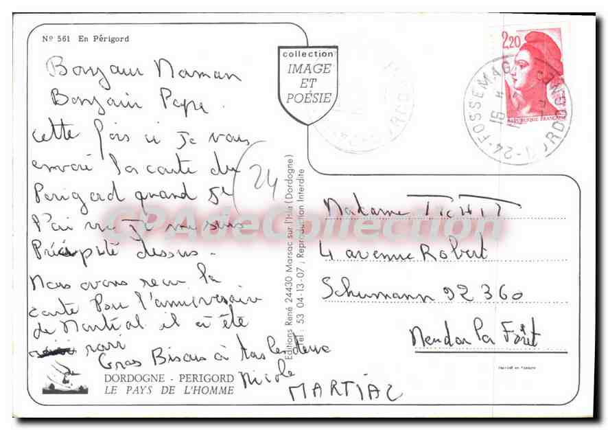 CPSM Dordogne Perigord Le Pays De L'Homme — Verso