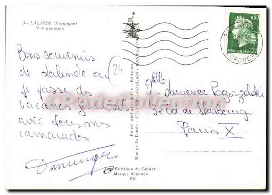 CPSM Lalinde Vue Generale — Verso