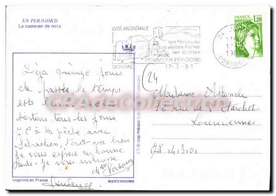 CPSM En Perigord La Casseuse De Noix — Verso