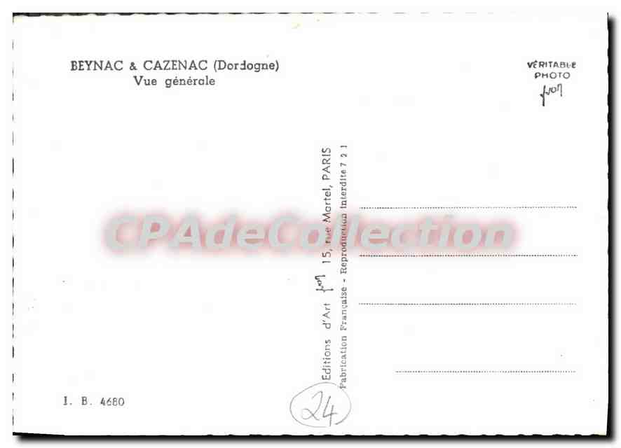 CPSM Beynac Cazenac Vue Generale — Verso