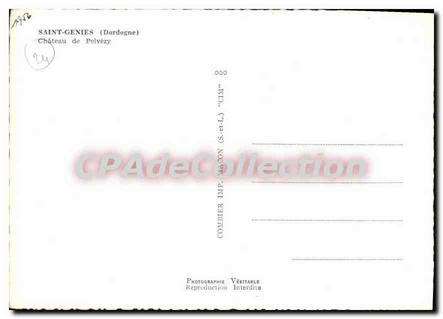 CPSM Saint Genies Chateau De Peivezy — Verso