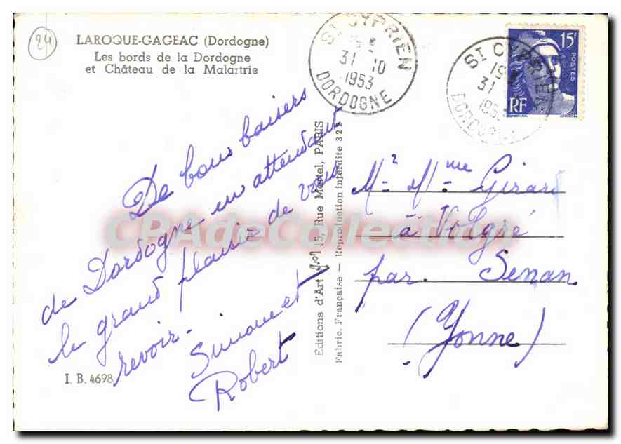 CPSM Laroque Gageac Les Bords De La Dordogne — Verso
