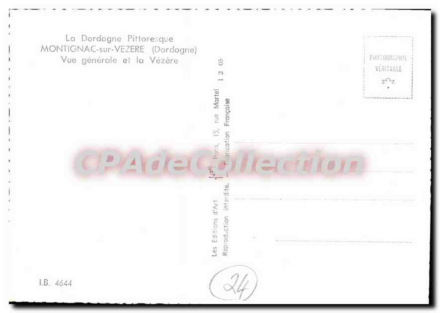 CPSM Montignac Sur Vezere Vue Generale Et La Vezere — Verso