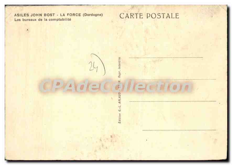 Haus mit Palme — Asiles-John Bost, La Force (Dordogne) — Edition G.-L. Arlaud — Rückseite